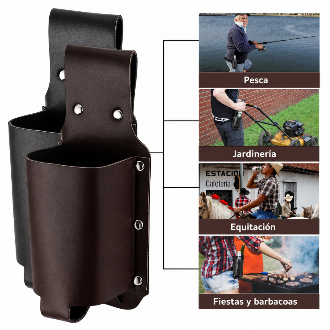 Funda Portabebidas de Cuero Artesanal